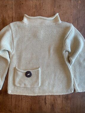 Pure Women’s Oatmeal Knit Sweater with Pocket Button Detail